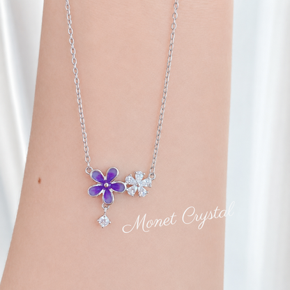 “Iris Glow” S925 Sterling Silver Luminous Flower Pendant Necklace
