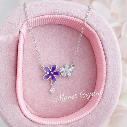 “Iris Glow” S925 Sterling Silver Luminous Flower Pendant Necklace