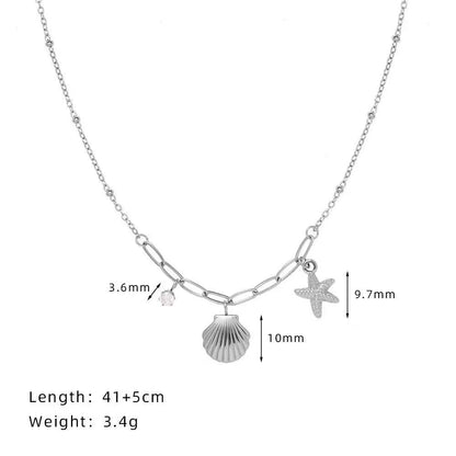 "Island Breeze" 925 Sterling Silber Seestern &amp; Muschel Halskette – Whisper of the Sea