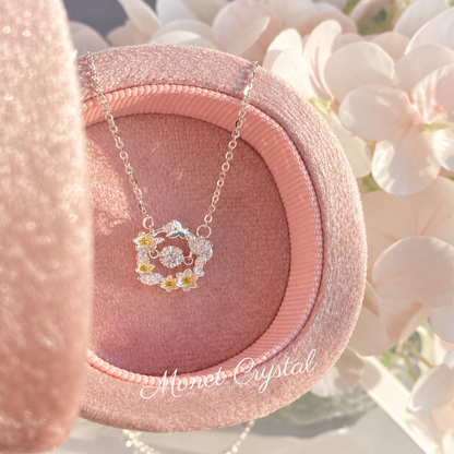 “Jasmine Waltz” S925 Sterling Silver Dancing Stone Jasmine Flower Necklace