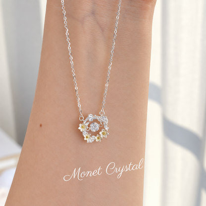 “Jasmine Waltz” S925 Sterling Silver Dancing Stone Jasmine Flower Necklace