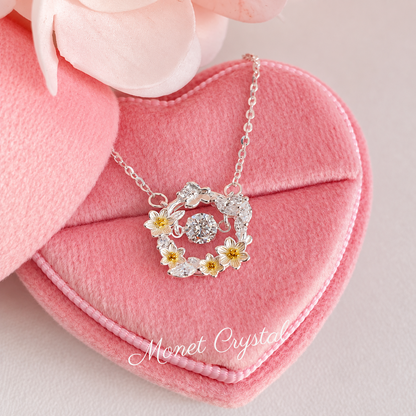 “Jasmine Waltz” S925 Sterling Silver Dancing Stone Jasmine Flower Necklace