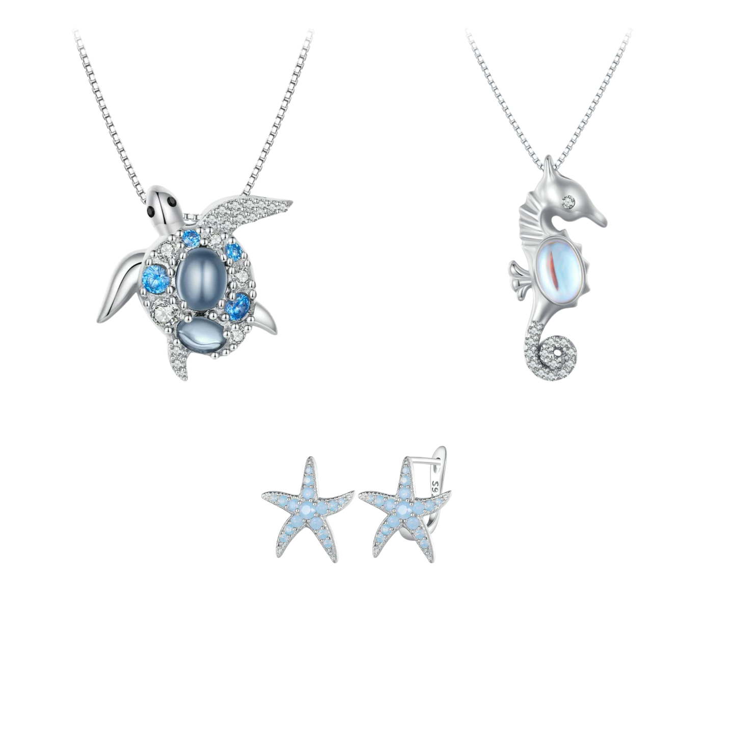 “Ocean Harmony” 925 Sterling Silver Marine Jewelry Set