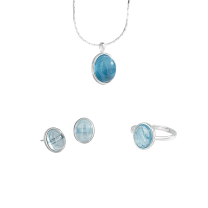 “Ocean Aura” 925 Sterling Silver Aquamarine Pendant Necklace
