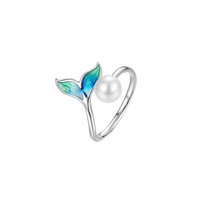 “Mermaid Whisper” S925 Sterling Silver Enamel Open Ring