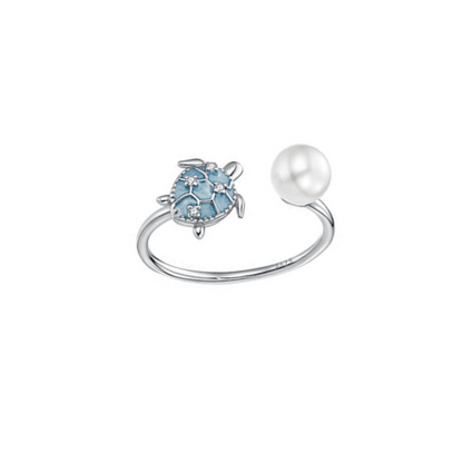 “Ocean Guardian” S925 Sterling Silver Pearl Open Ring