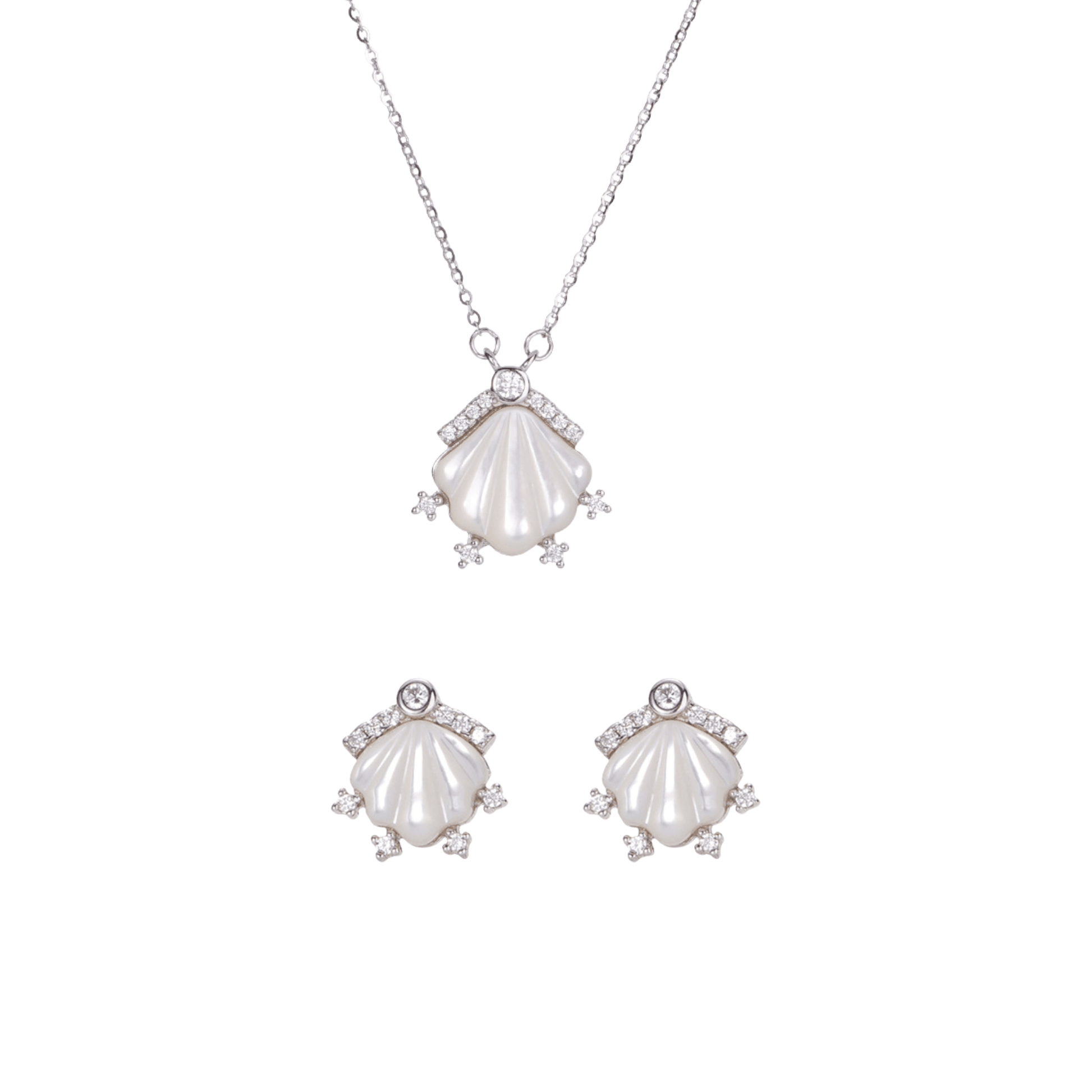 “Pearl Tide” S925 Sterling Silver Mother-of-Pearl Shell Jewelry Set