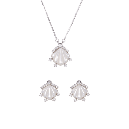 “Pearl Tide” S925 Sterling Silver Mother-of-Pearl Shell Jewelry Set