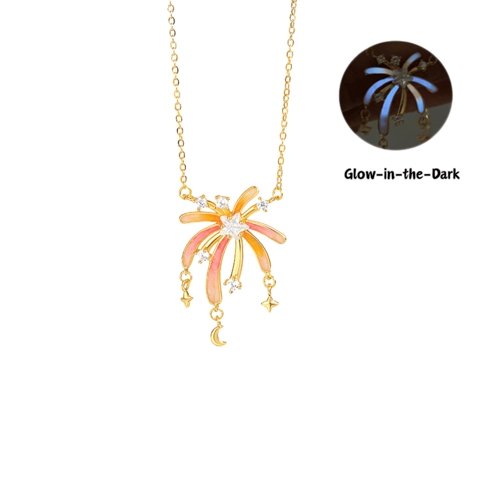“Glow Fireworks” S925 Sterling Silver Enamel Necklace