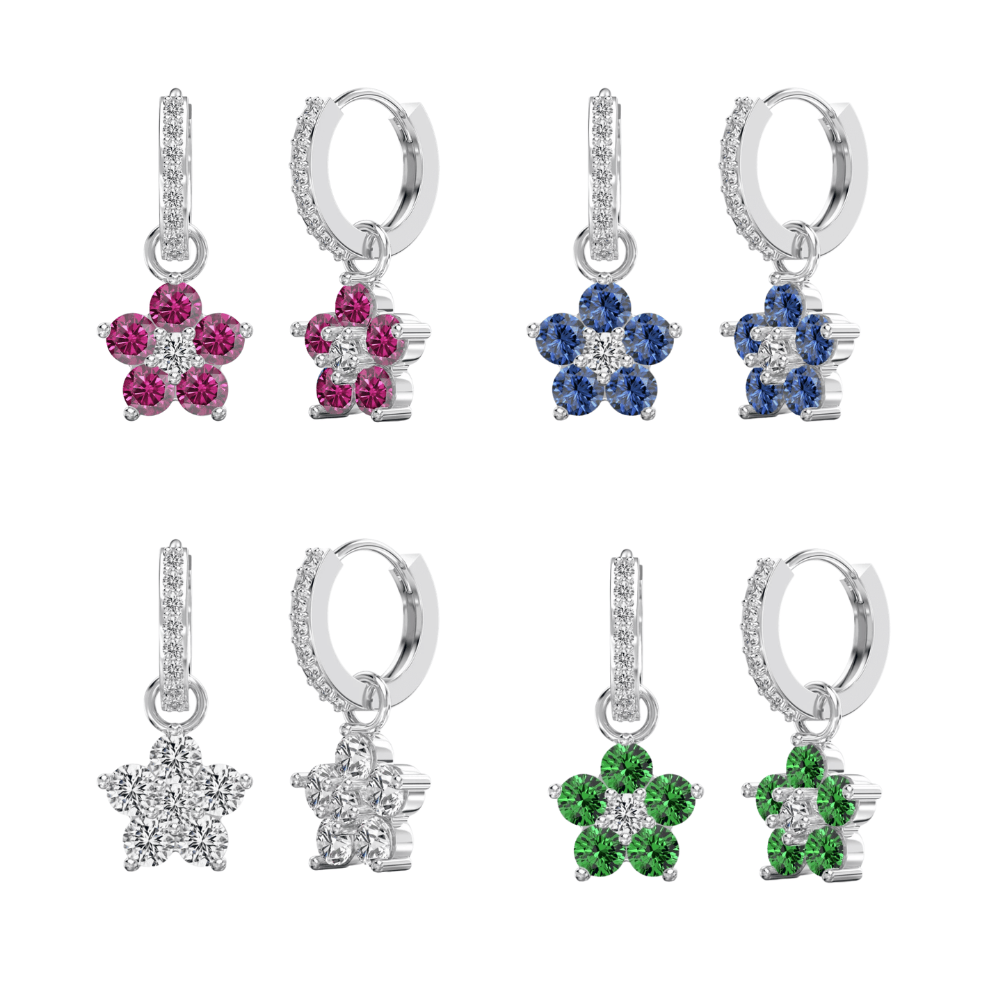 “Dopamine Bloom” S925 Sterling Silver Color Crystal Hoop Earrings