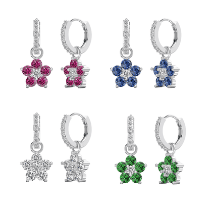 “Dopamine Bloom” S925 Sterling Silver Color Crystal Hoop Earrings