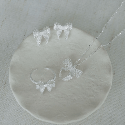 “French Bow” 925 Sterling Silver Jewelry Set — Original Design