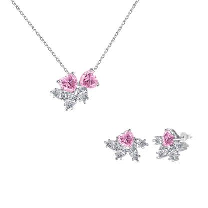 “Rouge Vow” S925 Sterling Silver Heart Zircon Jewelry Set (Necklace & Earrings)