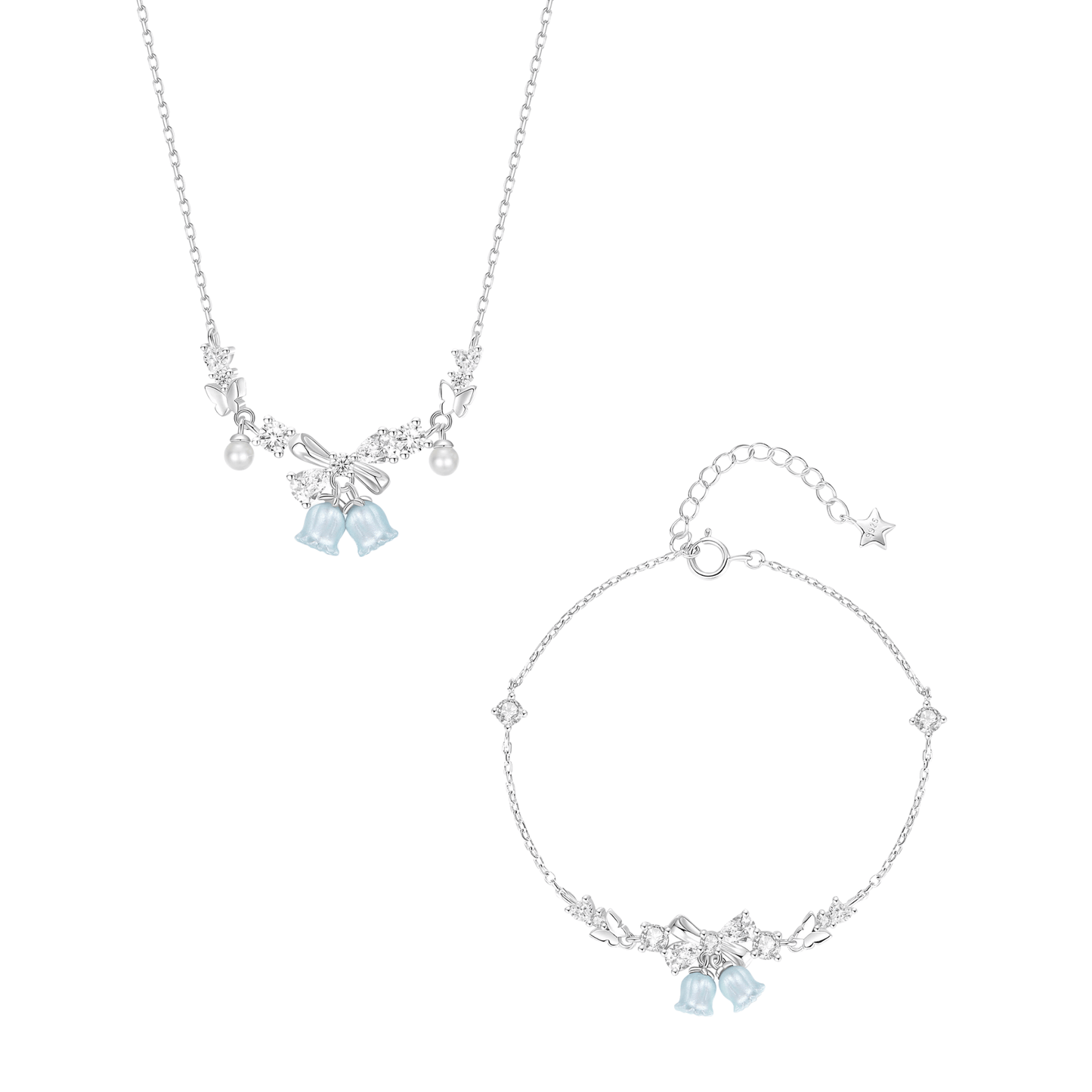 “Bluebell Reverie” S925 Sterling Silver Lily of the Valley Necklace / Bracelet