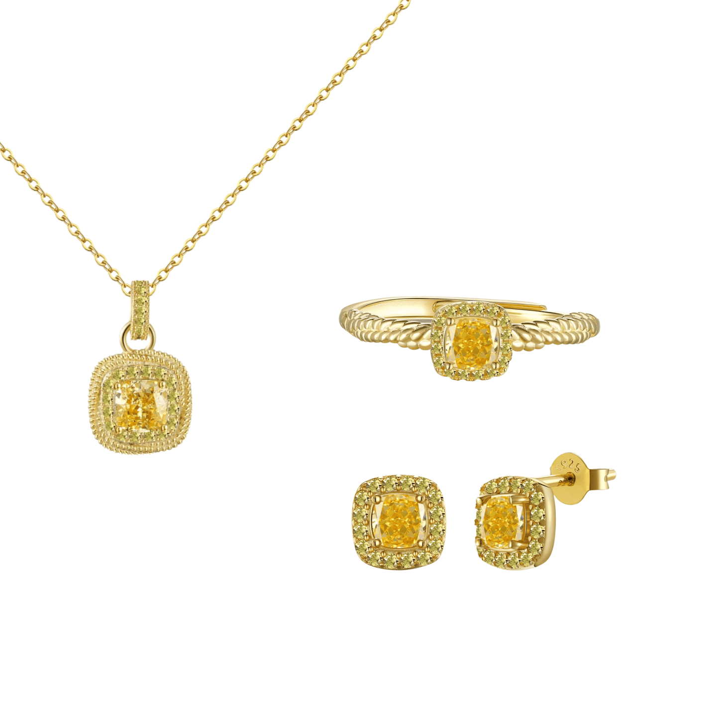 “Sugar Éclat” S925 Sterling Silver 8A Iced Zircon Jewelry Set
