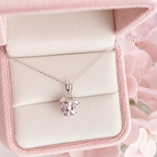 “June Bloom” S990 Fine Silver Hydrangea Necklace