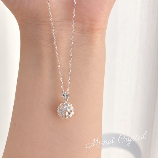 “June Bloom” S990 Fine Silver Hydrangea Necklace