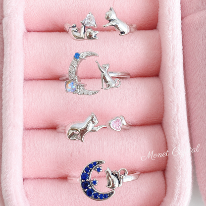 “Kitty Tales” S925 Sterling Silver Cat Open Ring Collection