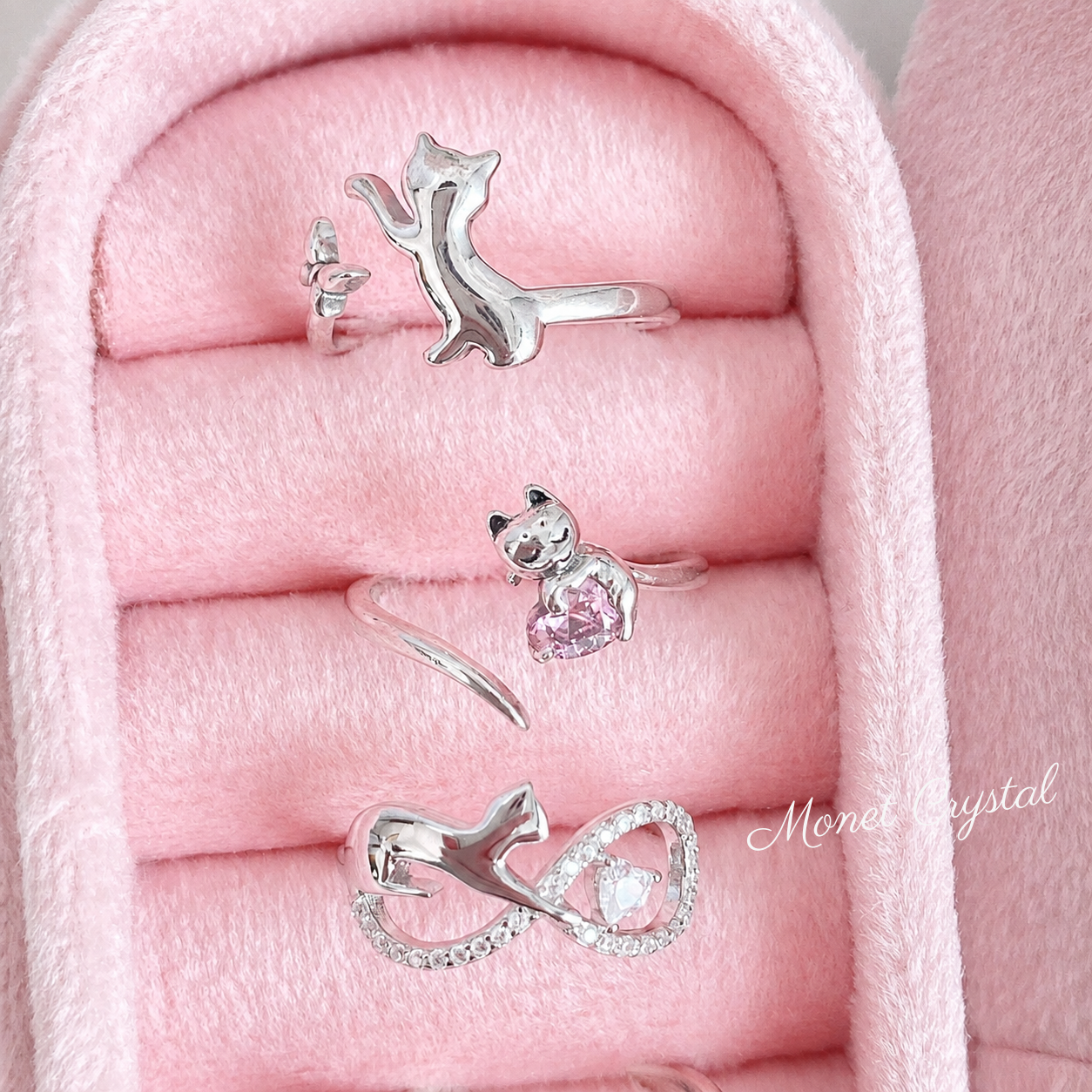 “Kitty Tales” S925 Sterling Silver Cat Open Ring Collection