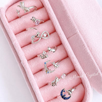 “Kitty Tales” S925 Sterling Silver Cat Open Ring Collection