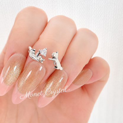 “Kitty Tales” S925 Sterling Silver Cat Open Ring Collection