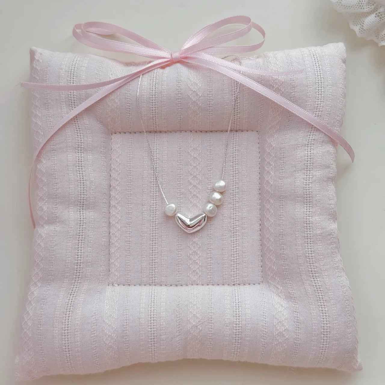 "Korean Drama Heroine" 925 Sterling Silver Chain with Natural Pearls - Irregular Pearl Design