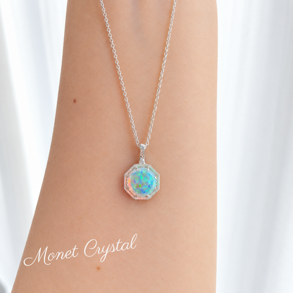 “Light Catcher” S925 Sterling Silver Opal Ring & Necklace Set
