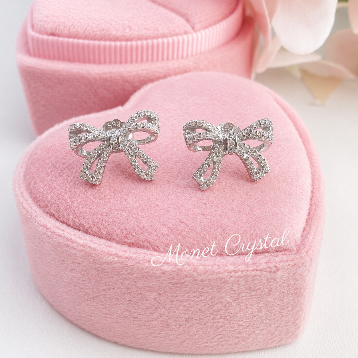 “Little Gift” S925 Sterling Silver 5A Zircon Bow Stud Earrings