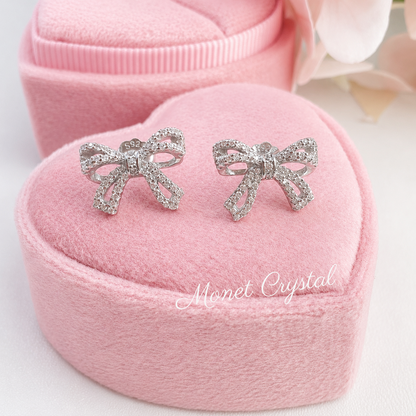 “Little Gift” S925 Sterling Silver 5A Zircon Bow Stud Earrings