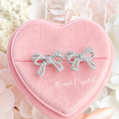 “Little Gift” S925 Sterling Silver 5A Zircon Bow Stud Earrings