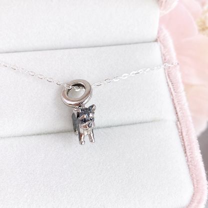 “Loyal Whiskers” Black Gold Plated S925 Sterling Silver Schnauzer Necklace