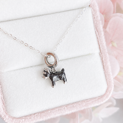“Loyal Whiskers” Black Gold Plated S925 Sterling Silver Schnauzer Necklace