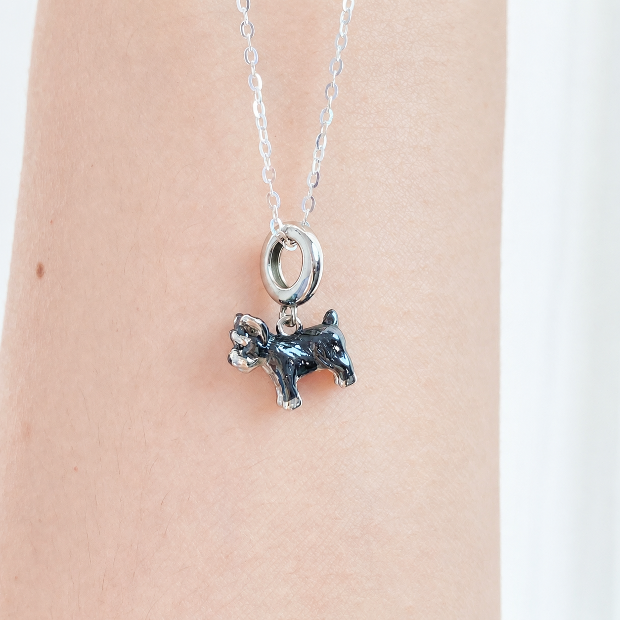 “Loyal Whiskers” Black Gold Plated S925 Sterling Silver Schnauzer Necklace