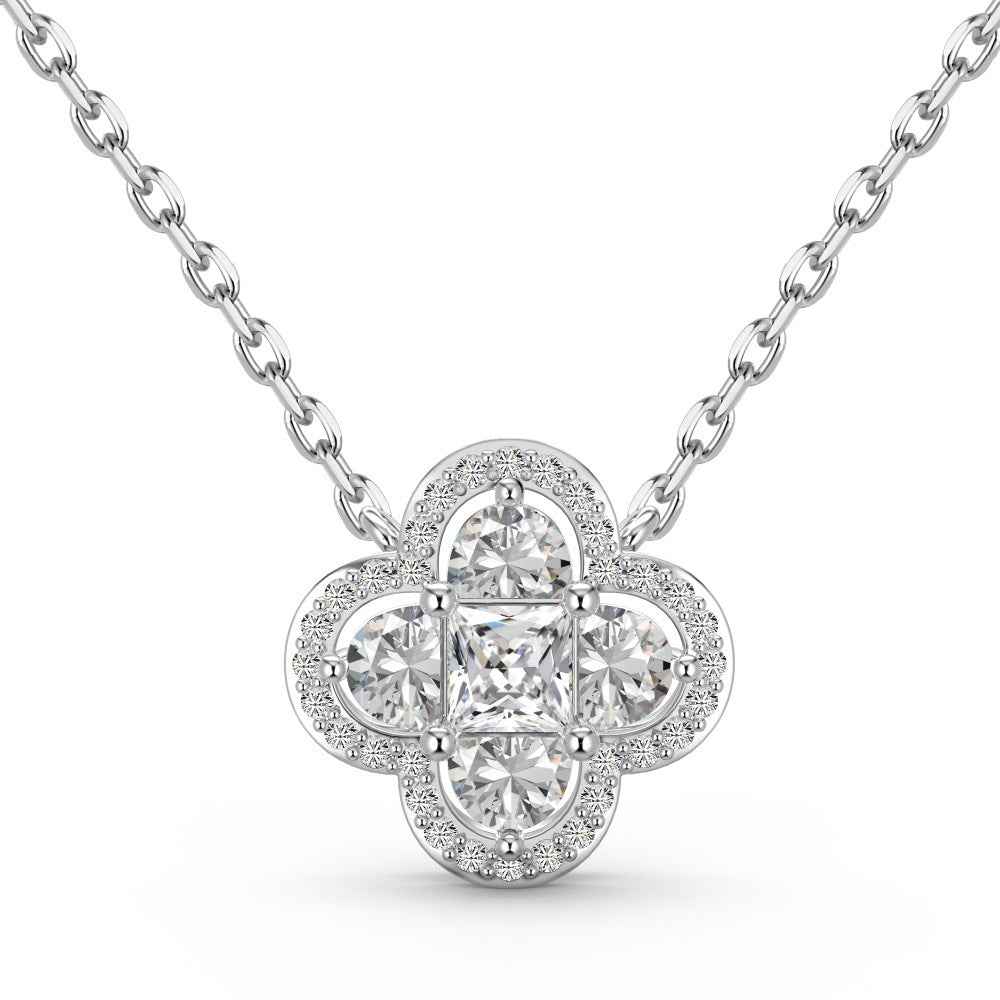 "Lucky Clover" – S925 Silver Four-Leaf Clover Necklace & Stud Earrings Set in White or Pink CZ (Copy)
