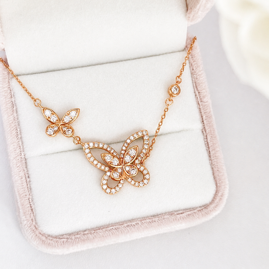 “Lumière Butterfly” S925 Sterling Silver D-Color Moissanite Butterfly Necklace
