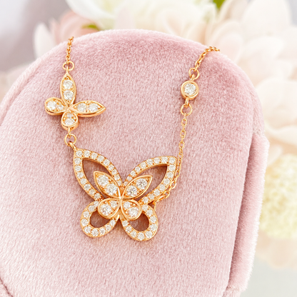“Lumière Butterfly” S925 Sterling Silver D-Color Moissanite Butterfly Necklace