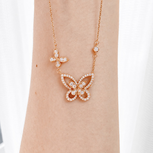“Lumière Butterfly” S925 Sterling Silver D-Color Moissanite Butterfly Necklace