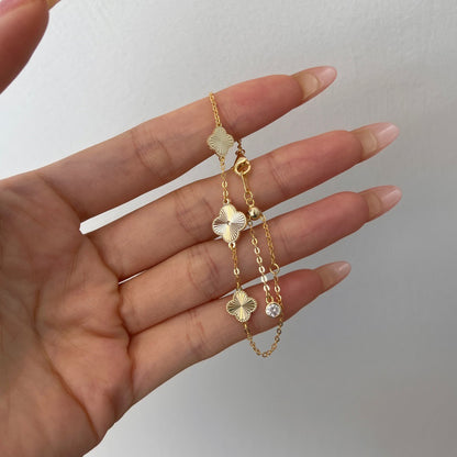 Luxe Charm Bracelet – 18K Gold Vermeil on 925 Silver, Clover or Butterfly with CZ Sparkle.