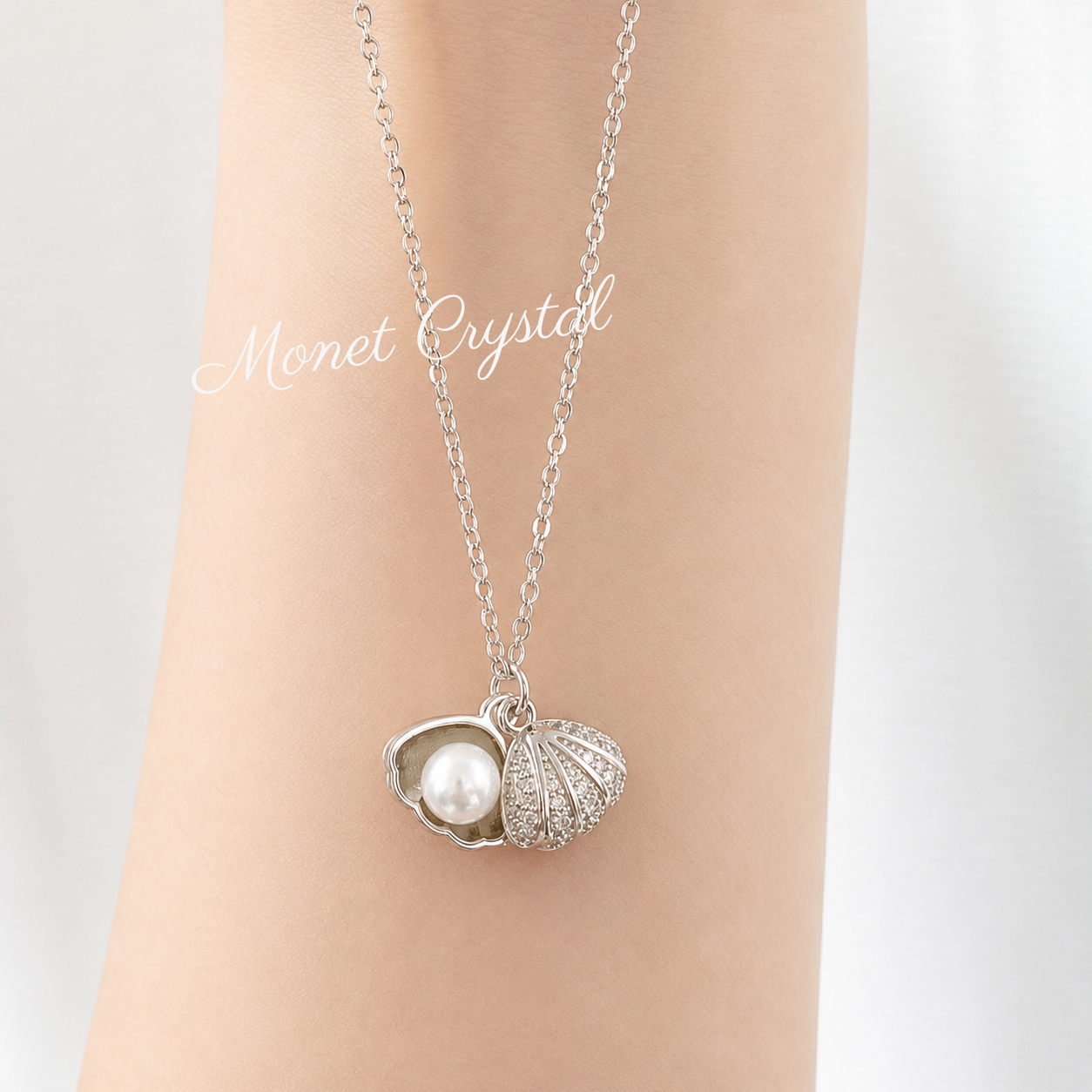 “Marina Pearl” S925 Sterling Silver Shell Pearl Necklace