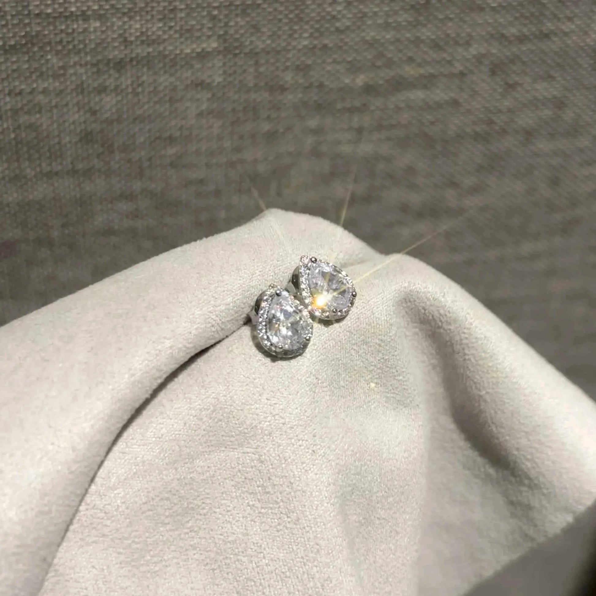 "Mermaid’s Tear" White Diamond Stud Earrings – S925 Sterling Silver Posts with 5A Cubic Zirconia