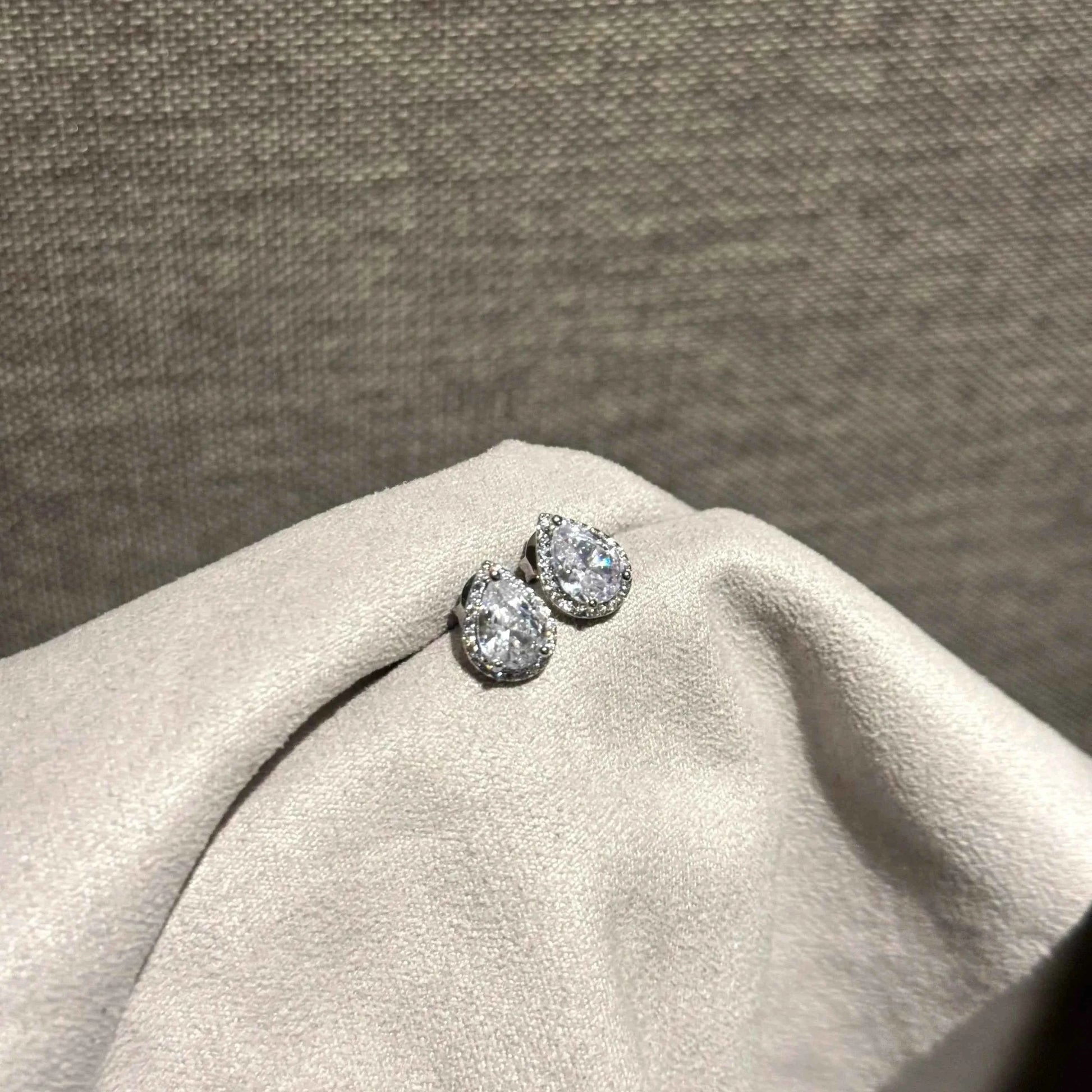 "Mermaid’s Tear" White Diamond Stud Earrings – S925 Sterling Silver Posts with 5A Cubic Zirconia