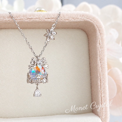 “Merry Chime” S925 Sterling Silver Moonstone Christmas Bell Necklace