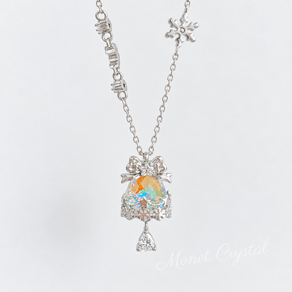 “Merry Chime” S925 Sterling Silver Moonstone Christmas Bell Necklace