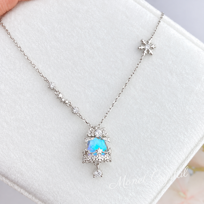 “Merry Chime” S925 Sterling Silver Moonstone Christmas Bell Necklace