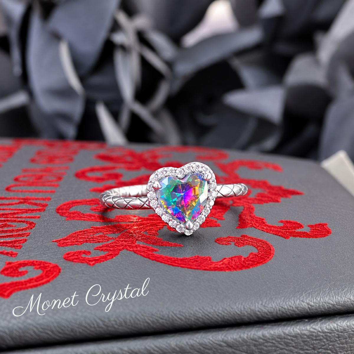 “Midnight Prism” S925 Sterling Silver Multicolor Heart Zircon Ring