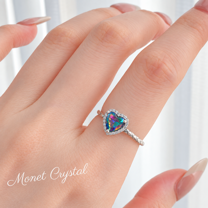 “Midnight Prism” S925 Sterling Silver Multicolor Heart Zircon Ring