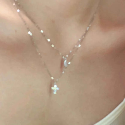 "Mini Double-Chain Cross" 925 Sterling Silver Necklace with 5A Zircon – Petite, Elegant, Faithful