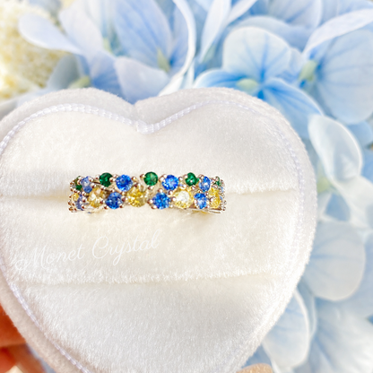 “Monet Garden” S925 Sterling Silver Multicolor Zircon Ring