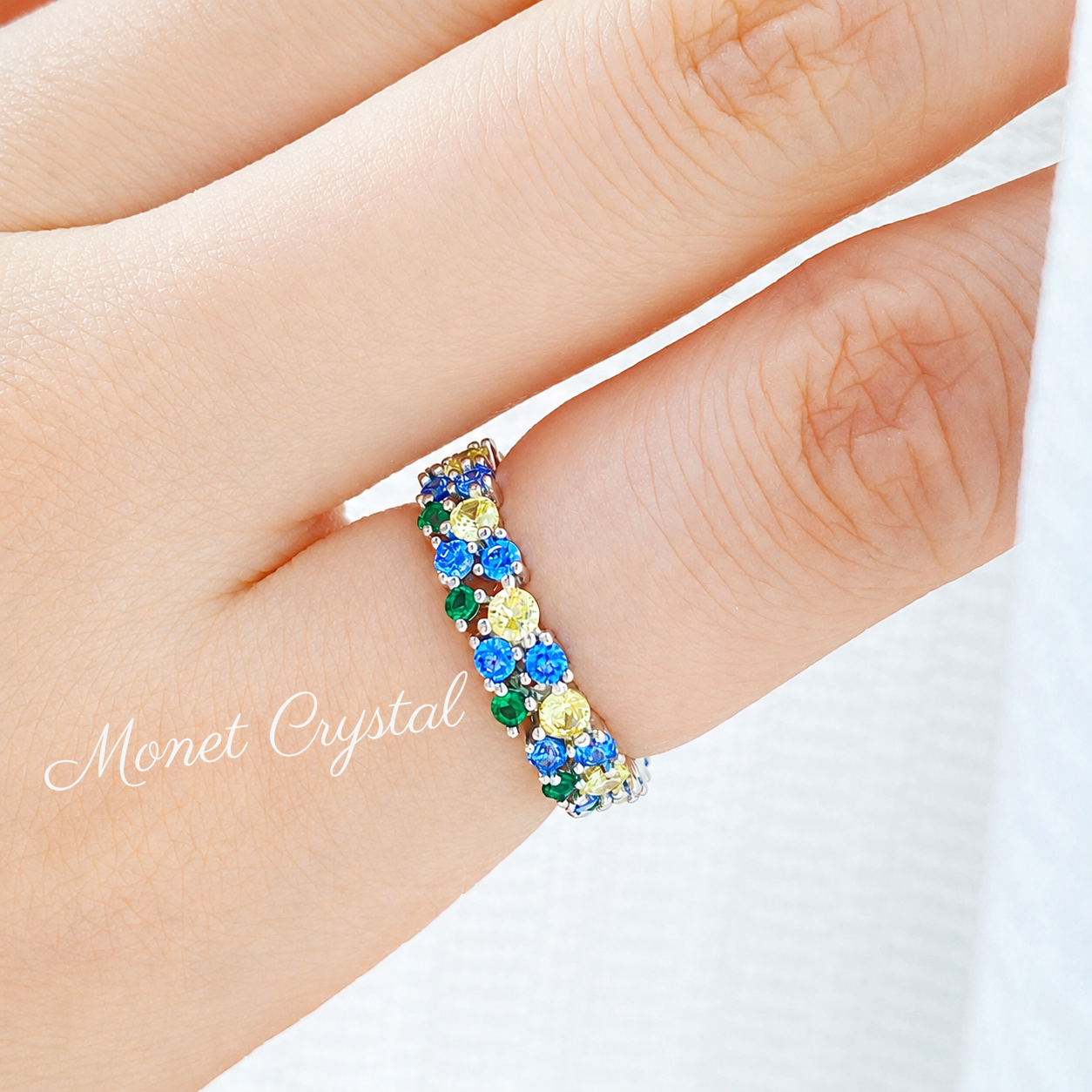 “Monet Garden” S925 Sterling Silver Multicolor Zircon Ring