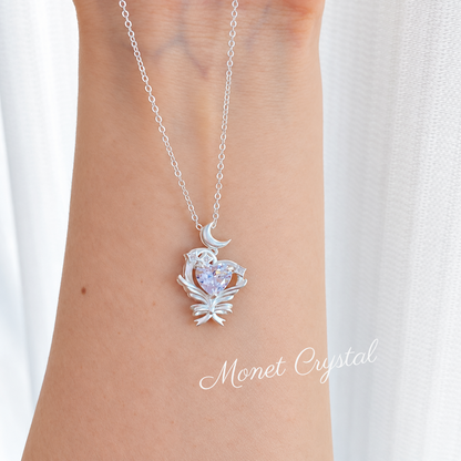 “Moon Letter” S925 Sterling Silver Heart Zircon Necklace